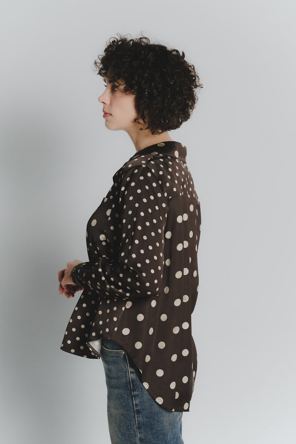 Camicia a Pois Testa di Moro Beige Donna woman Barone firenze