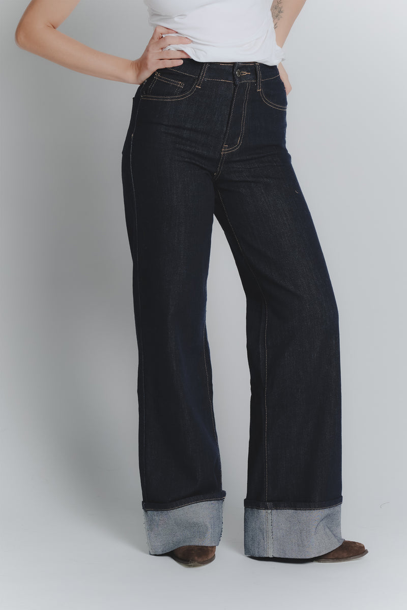 Jeans Donna Wide Leg Blu Scuro woman Barone firenze - 1