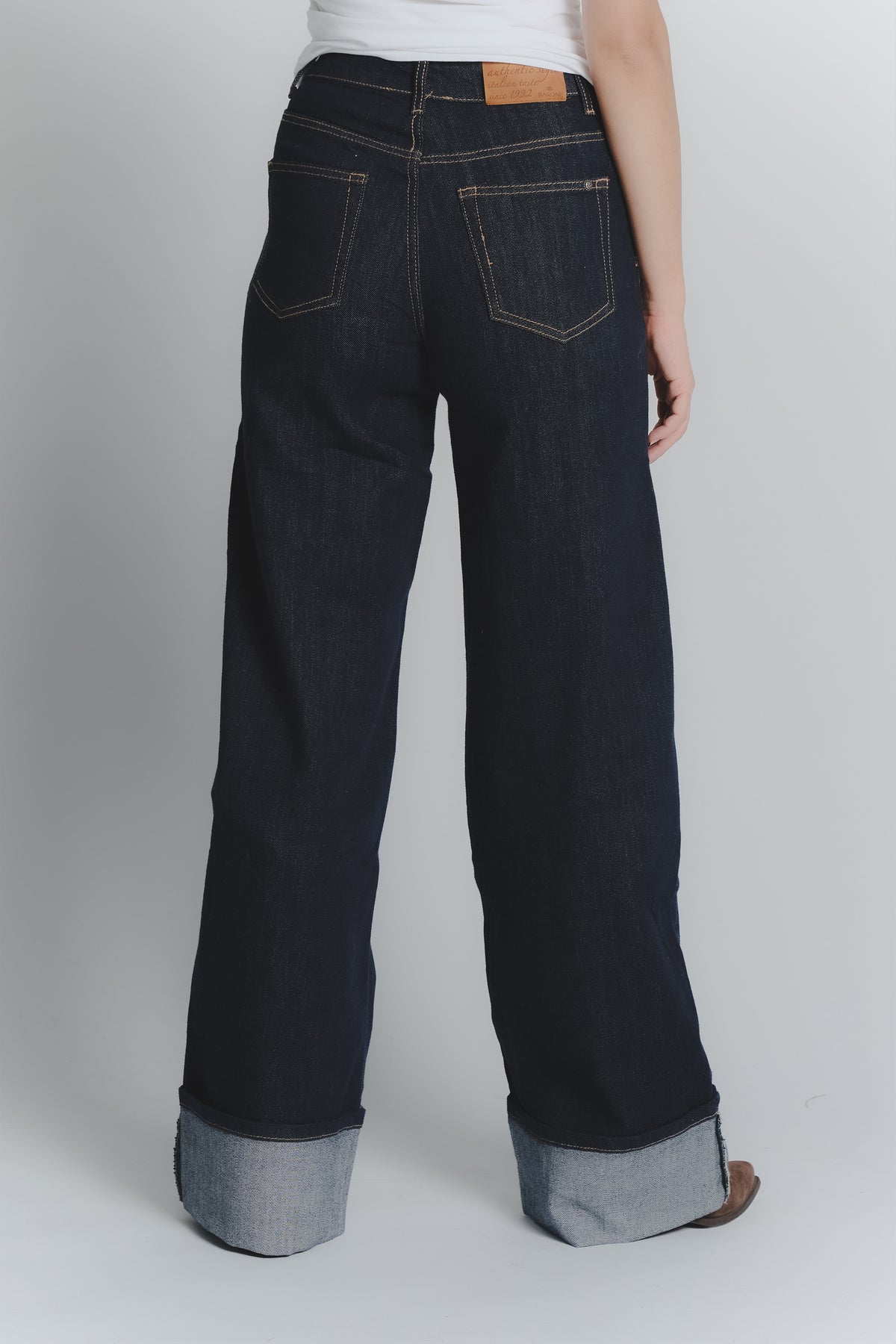 Jeans Donna Wide Leg Blu Scuro woman Barone firenze - 2