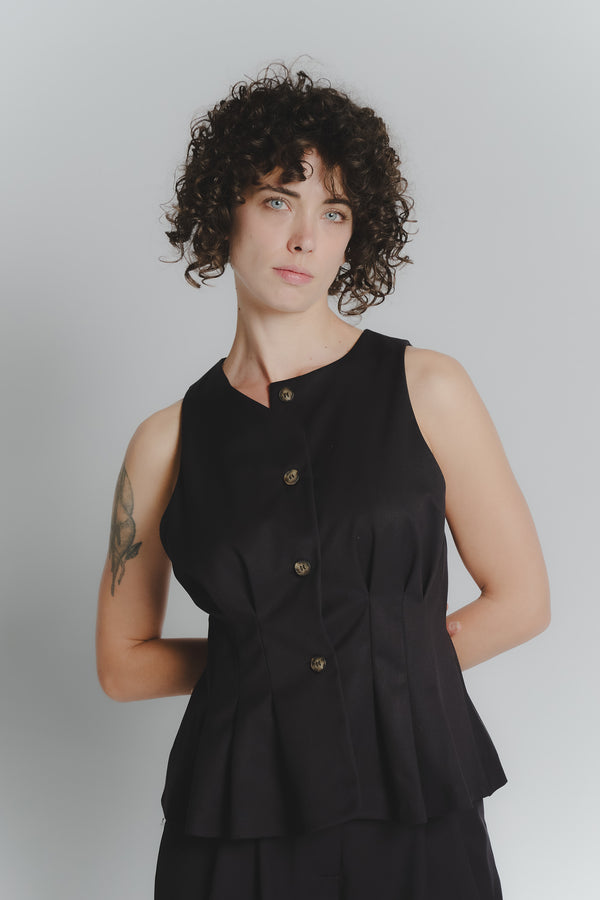 Gilet con Pieghe Testa di Moro Donna woman Barone firenze