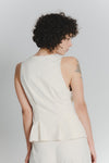 Gilet con Pieghe Panna Donna woman Barone firenze - 4
