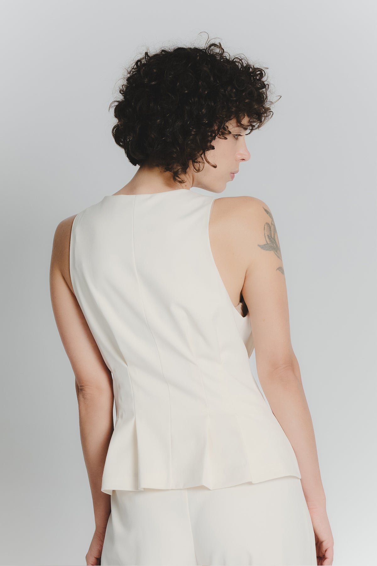 Gilet con Pieghe Panna Donna woman Barone firenze - 4