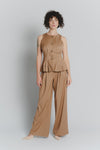 Gilet con Pieghe Cammello Donna woman Barone firenze - 2