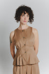 Gilet con Pieghe Cammello Donna woman Barone firenze - 1