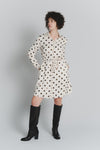Abito Chemisier Corto a Pois Avorio Testa di Moro Donna woman Barone firenze - 2