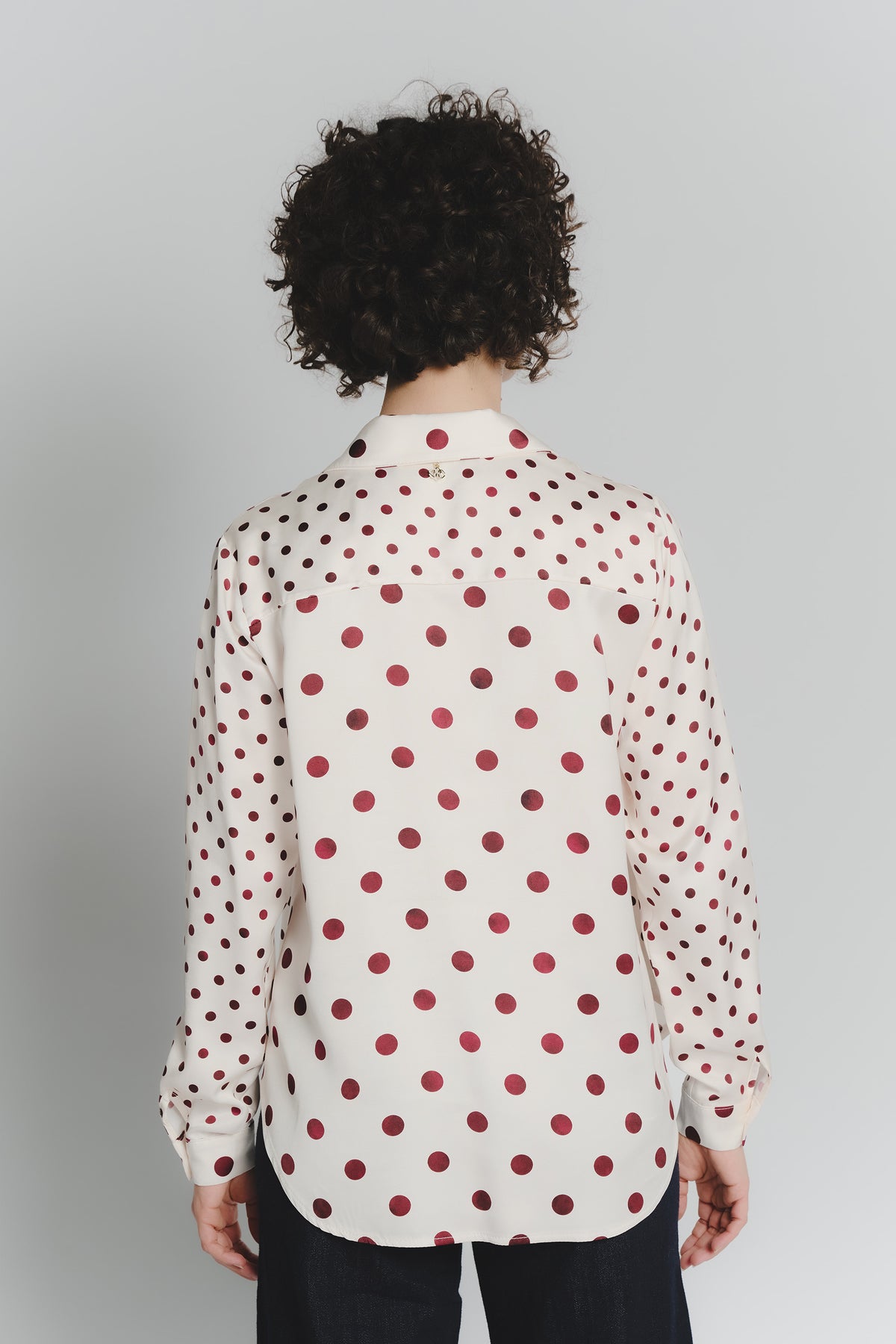 Camicia a Pois Avorio Rosso Fiorentino Donna woman Barone firenze - 4