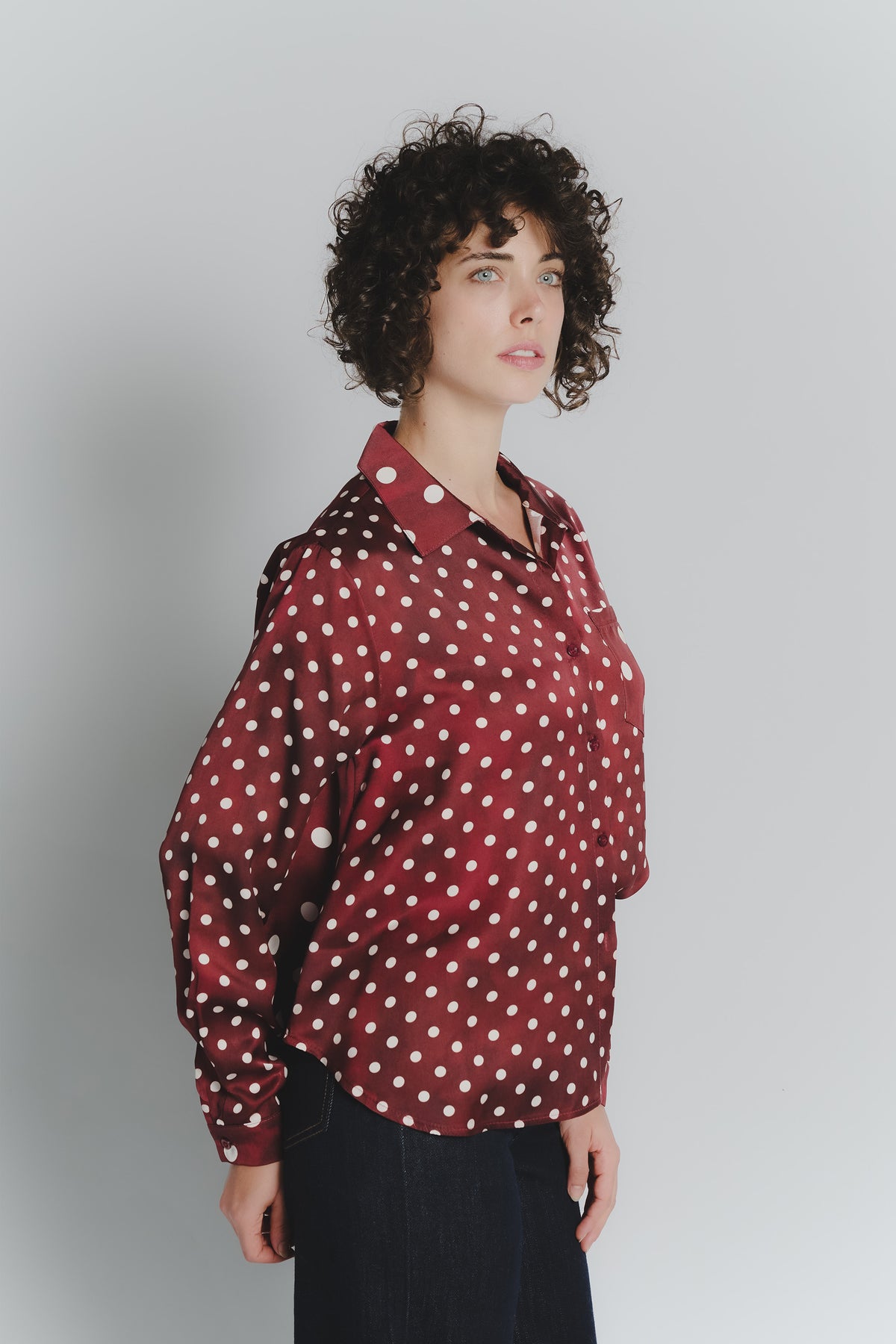 Camicia a Pois Rosso Fiorentino Avorio Donna woman Barone firenze - 1