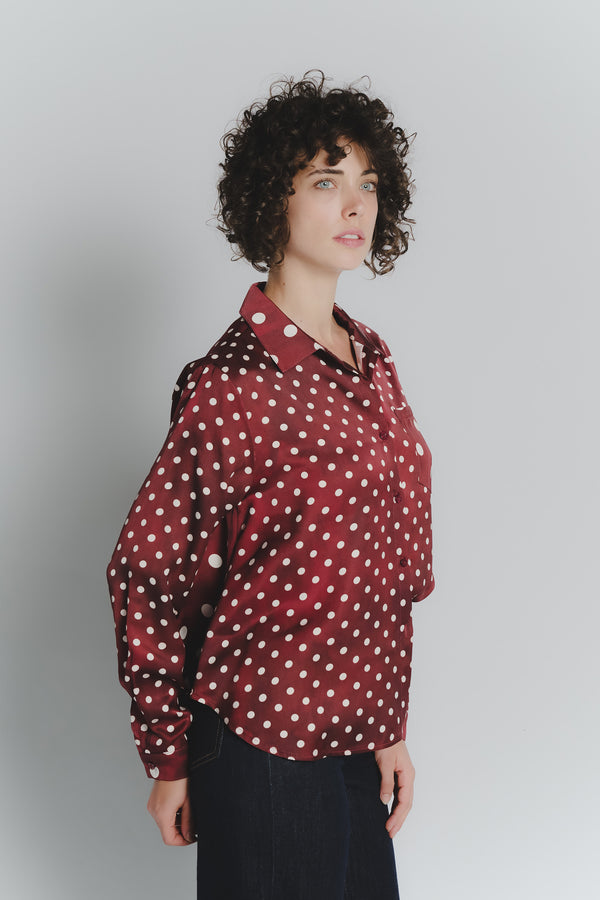 Camicia a Pois Rosso Fiorentino Avorio Donna woman Barone firenze