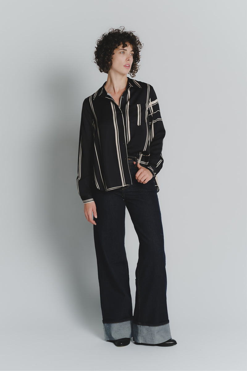 Camicia Check Nero Beige Donna woman Barone firenze - 1