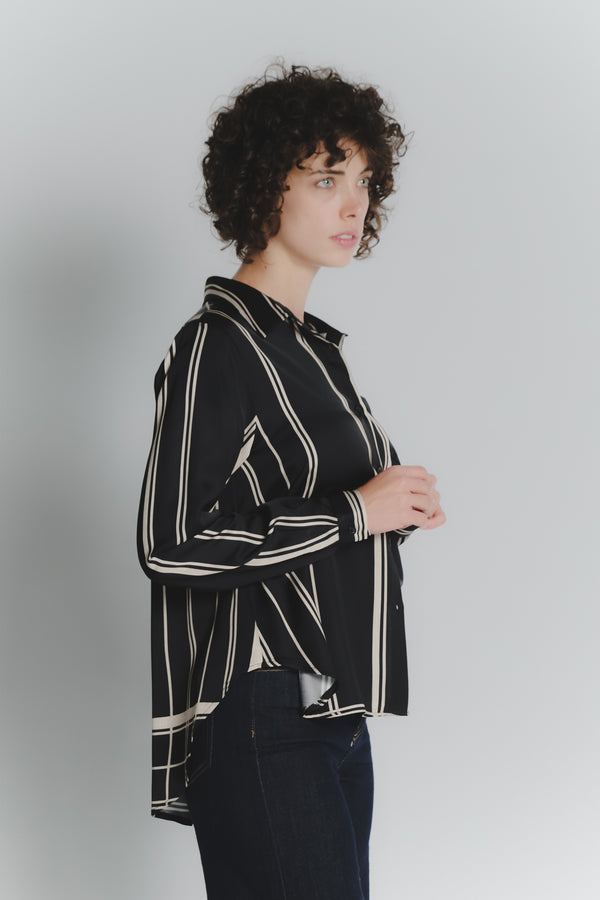 Camicia Check Nero Beige Donna woman Barone firenze