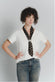 T-shirt Bianca con Foulard a Pois Testa di Moro woman Barone firenze - 1