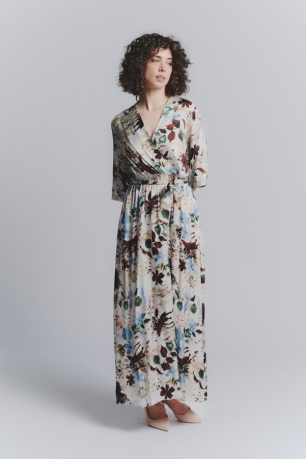 Abito Lungo Fiori Celeste woman Barone firenze