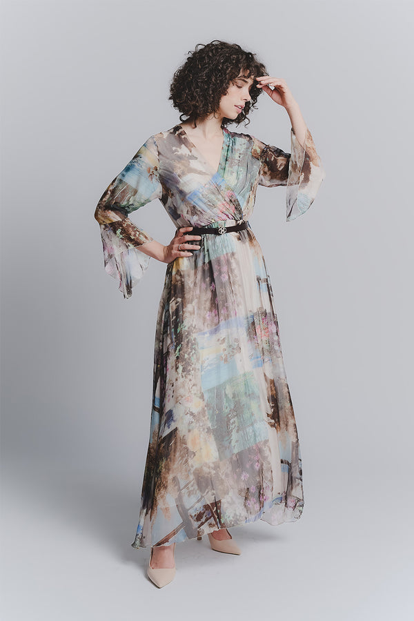 Silk Panorama Long Dress woman Barone firenze
