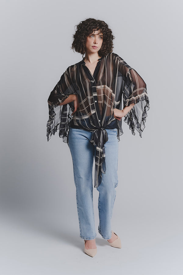 Gemusterte Bluse mit weiten Ärmeln  Barone firenze