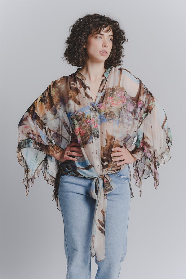 Gemusterte Bluse mit weiten Ärmeln  Barone firenze