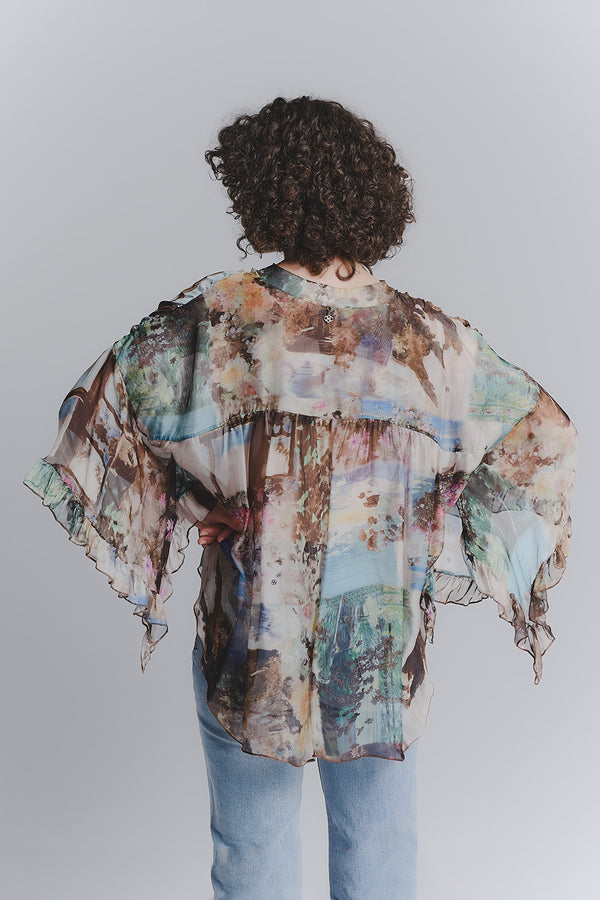 Gemusterte Bluse mit weiten Ärmeln  Barone firenze