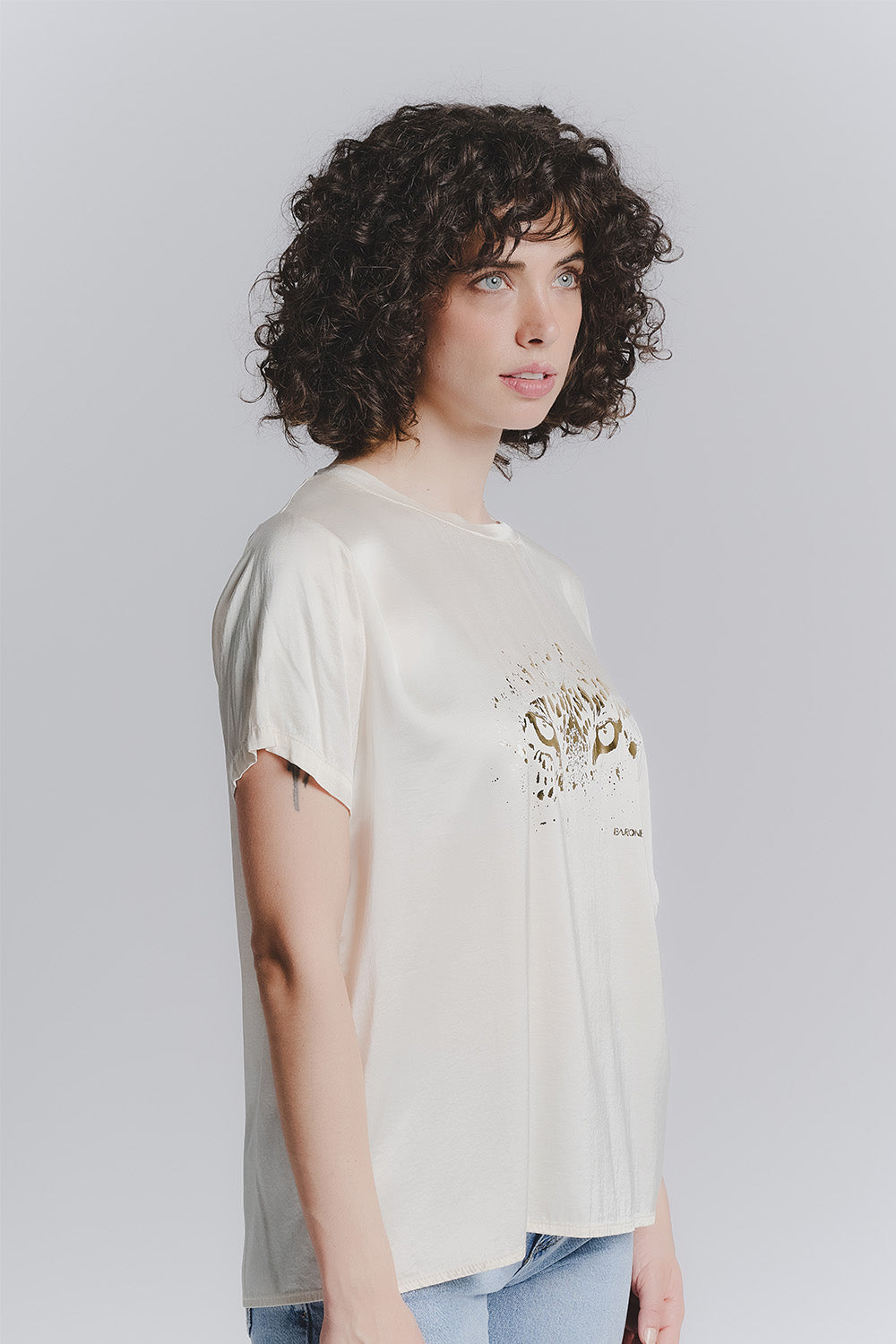 Damen-T-Shirt mit Knöpfen woman Barone firenze - 2
