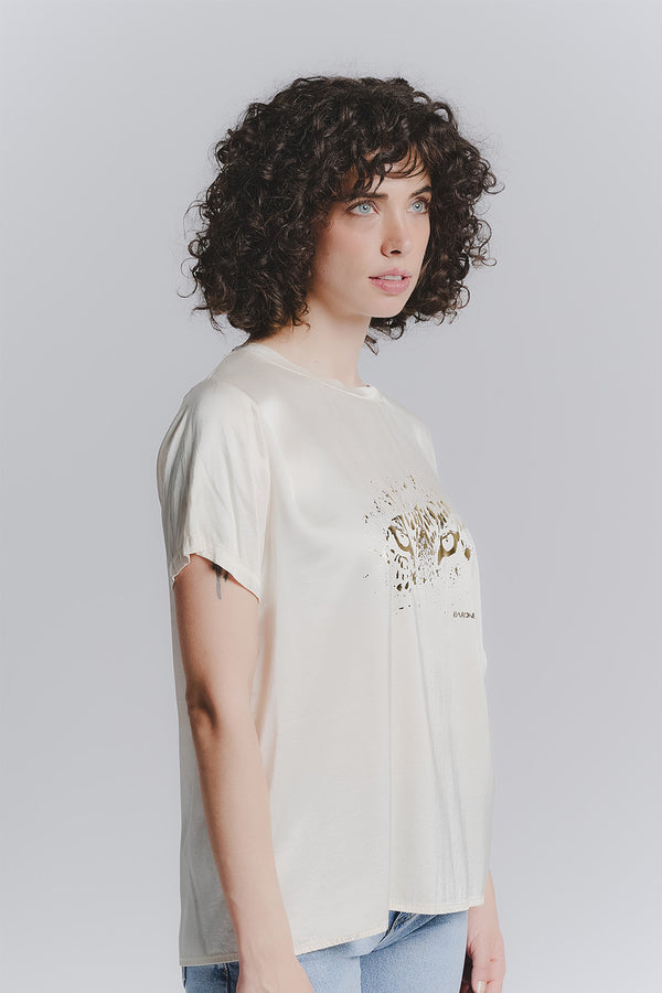 Damen-T-Shirt mit Knöpfen woman Barone firenze