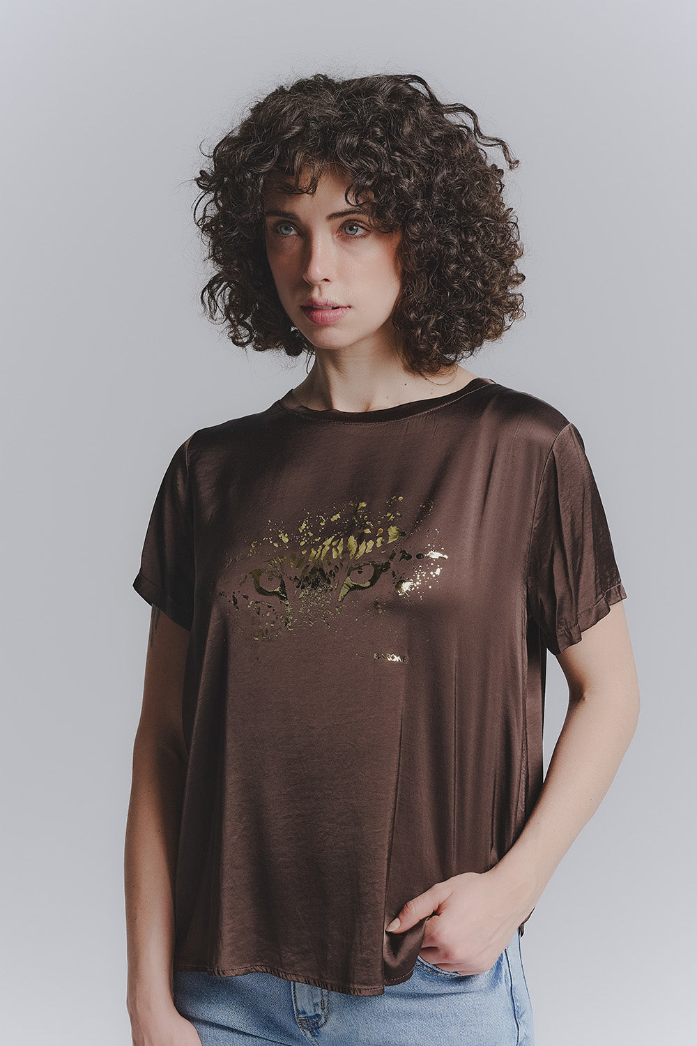 Damen-T-Shirt mit Knöpfen woman Barone firenze - 1