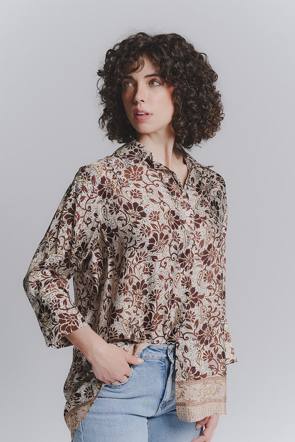 Blusa Bottoncini Moca woman Barone firenze