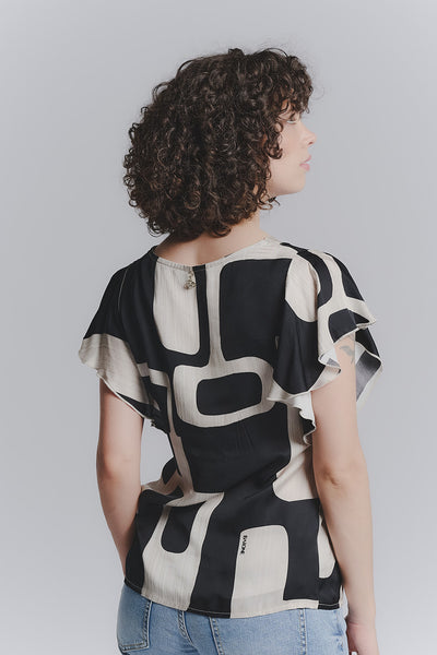 Black Ruffle Sleeve Blouse