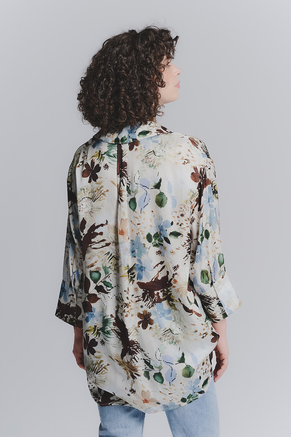 Blusa Bottoncini Fiori Celeste woman Barone firenze - 2