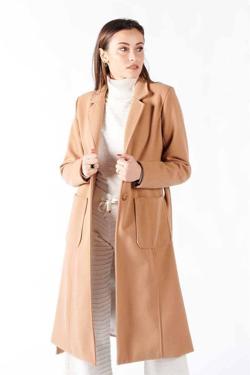 Camel Long Coat With Belt woman Barone firenze - 1