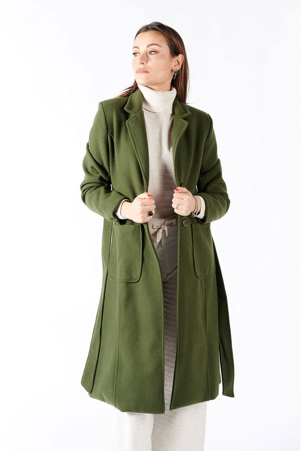 Green Long Coat With Belt donna Barone firenze