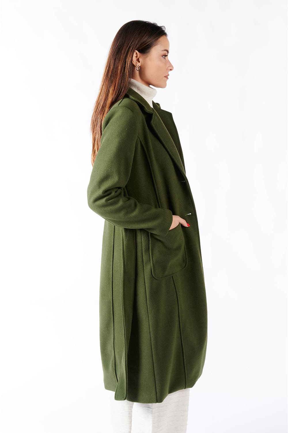 Green Long Coat With Belt donna Barone firenze - 5
