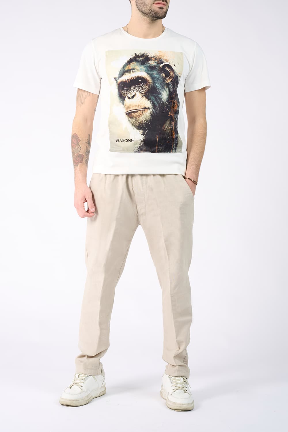 T-shirt Barone Monkey e Pantaloni Lino - Barone Firenze