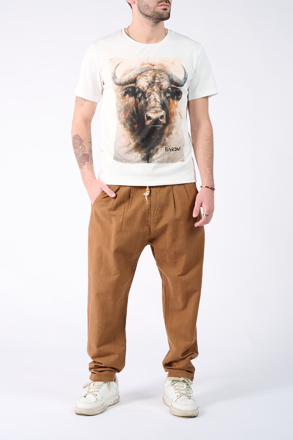 T-Shirt Uomo Stampa Bufalo - Barone Firenze