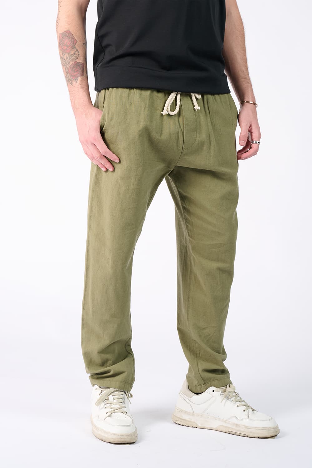 Linen Trousers with Elastic man Barone firenze - 1