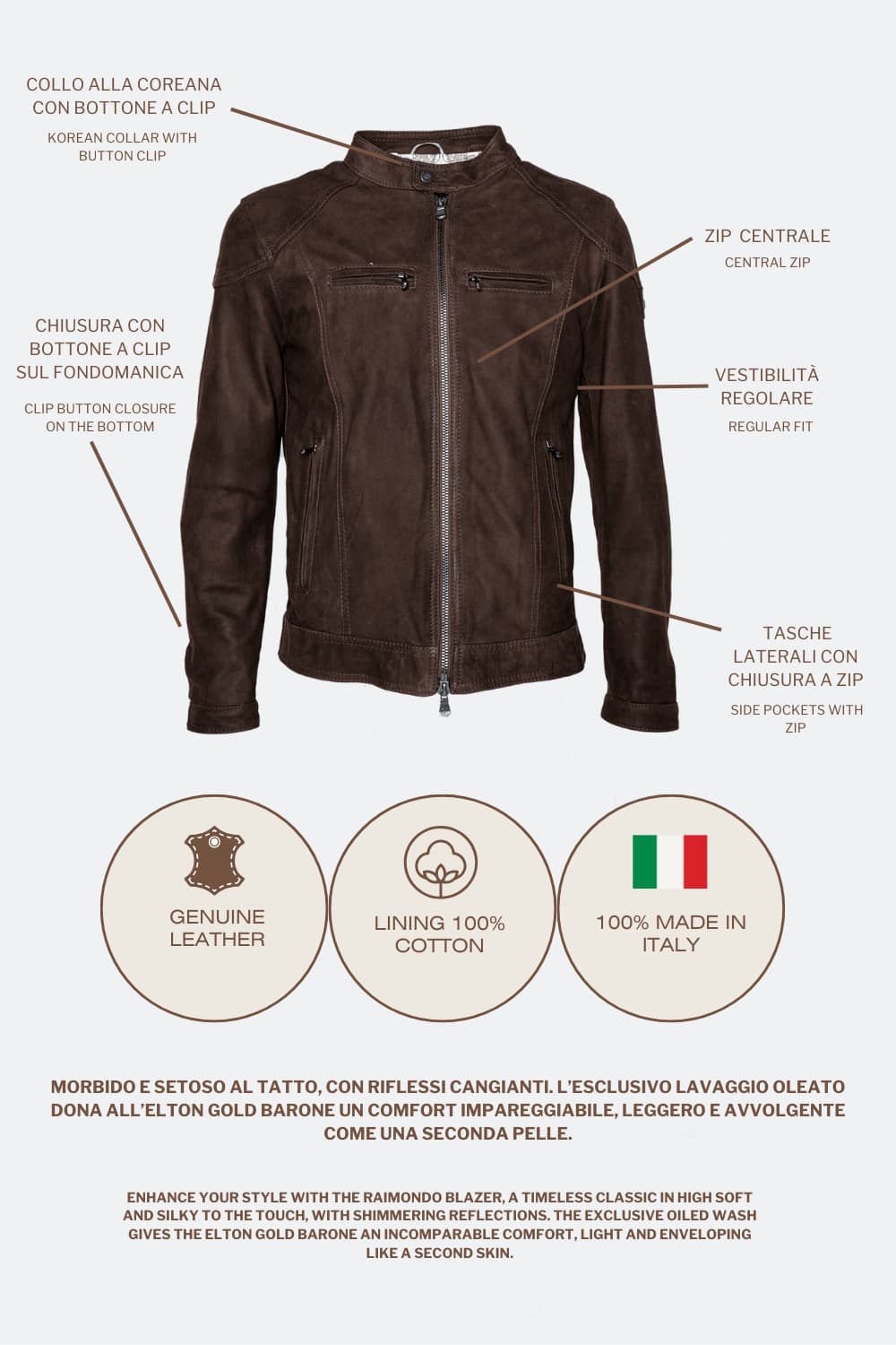 Elton Gold Oleato Marron foncé man Barone firenze - 8
