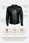 Michele Black Leather Jacket with Stitching man Barone firenze - 9