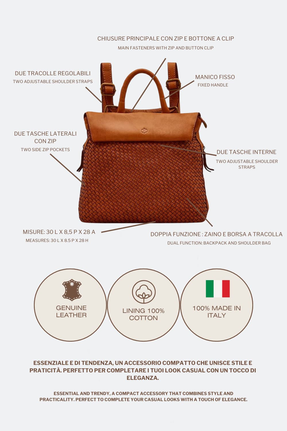 Pisa Cuoio Backpack woman Barone firenze - 6