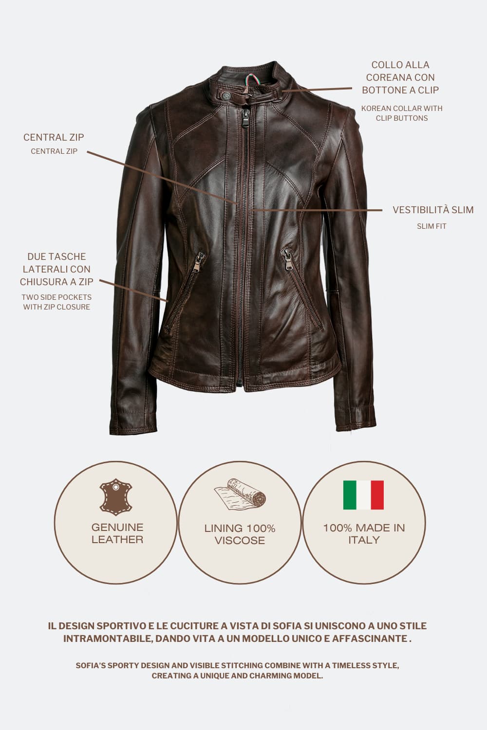 Sofia Dark Brown woman Barone firenze - 11