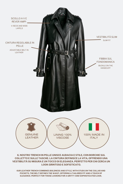 Trenchcoat mit Nieten Schwarz