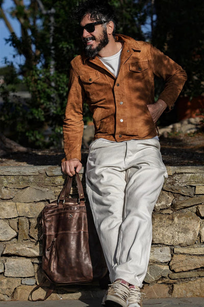 Dark Brown Bolgheri Leather Backpack