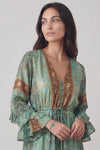 Turquoise Gipsy Long Dress with Buttons woman Barone firenze - 2