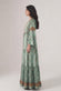 Turquoise Gipsy Long Dress with Buttons woman Barone firenze - 4