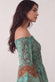 Short Gipsy Dress Turquoise Boat Neck woman Barone firenze - 5