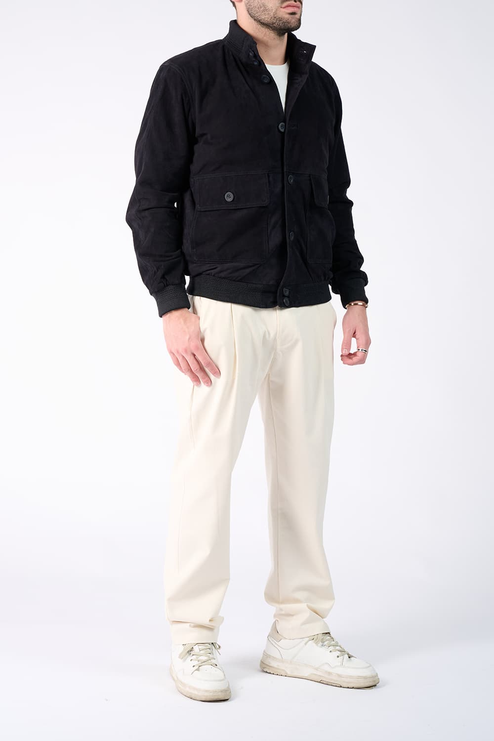 Aldo Polo Camoscio giacca uomo 100% vera pelle Made in Italy - Barone Firenze