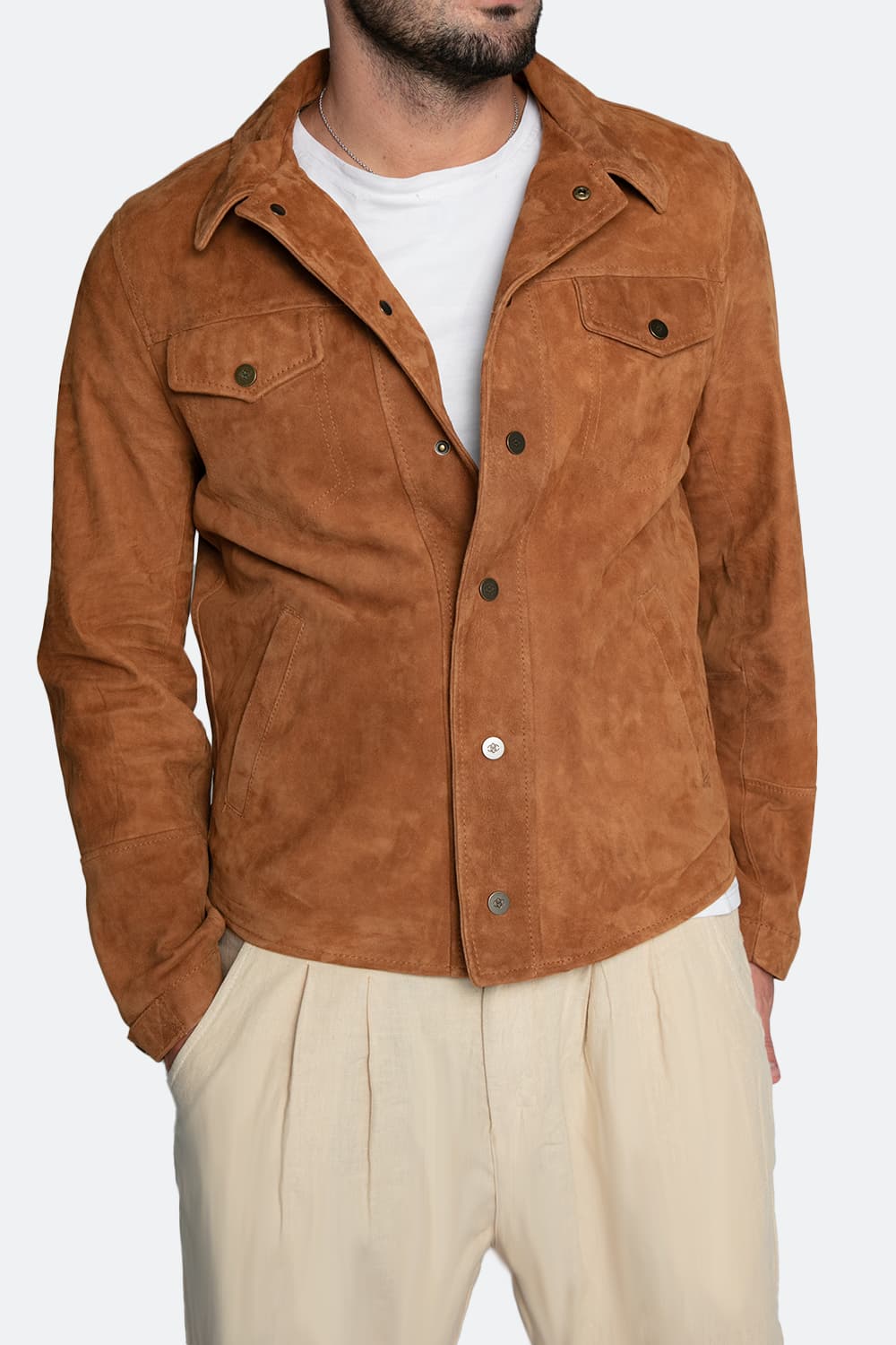 Ale Giacca Camoscio 100% vera pelle Made in Italy - Barone Firenze