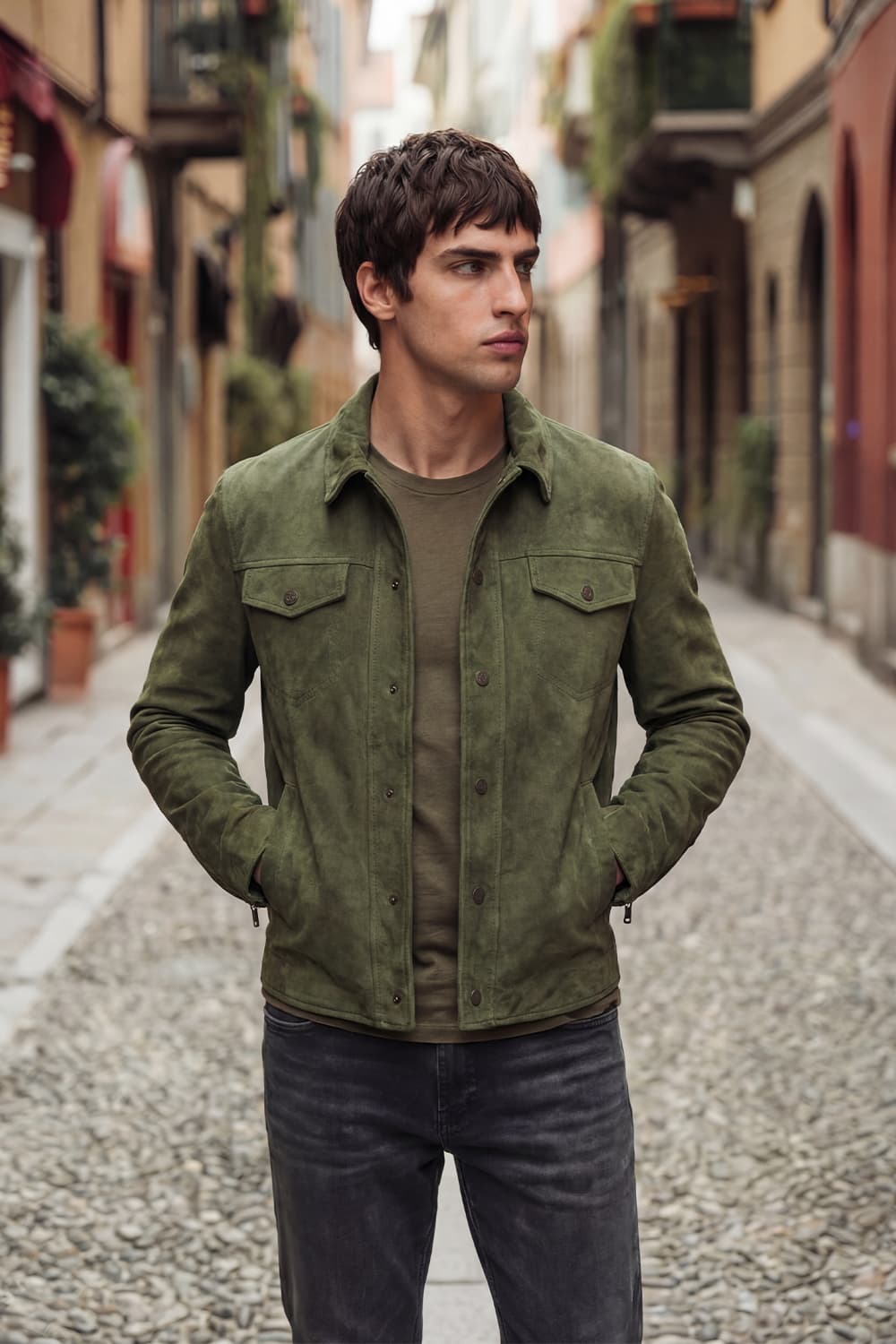 Ale camoscio verde 100% vera pelle Made in Italy - Barone Firenze