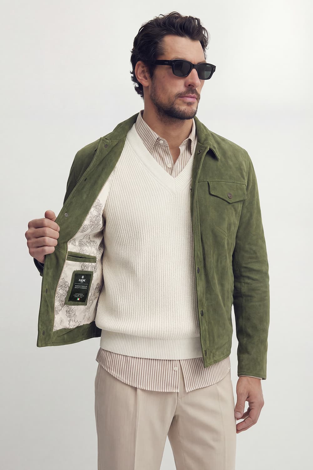 Ale Wildleder ungefüttert Jacke Männer unisex Barone firenze - 8