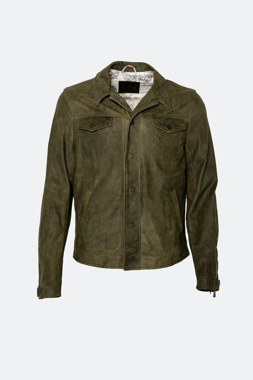 Ale oleato verde giacca uomo 100% vera pelle Made in Italy - Barone Firenze