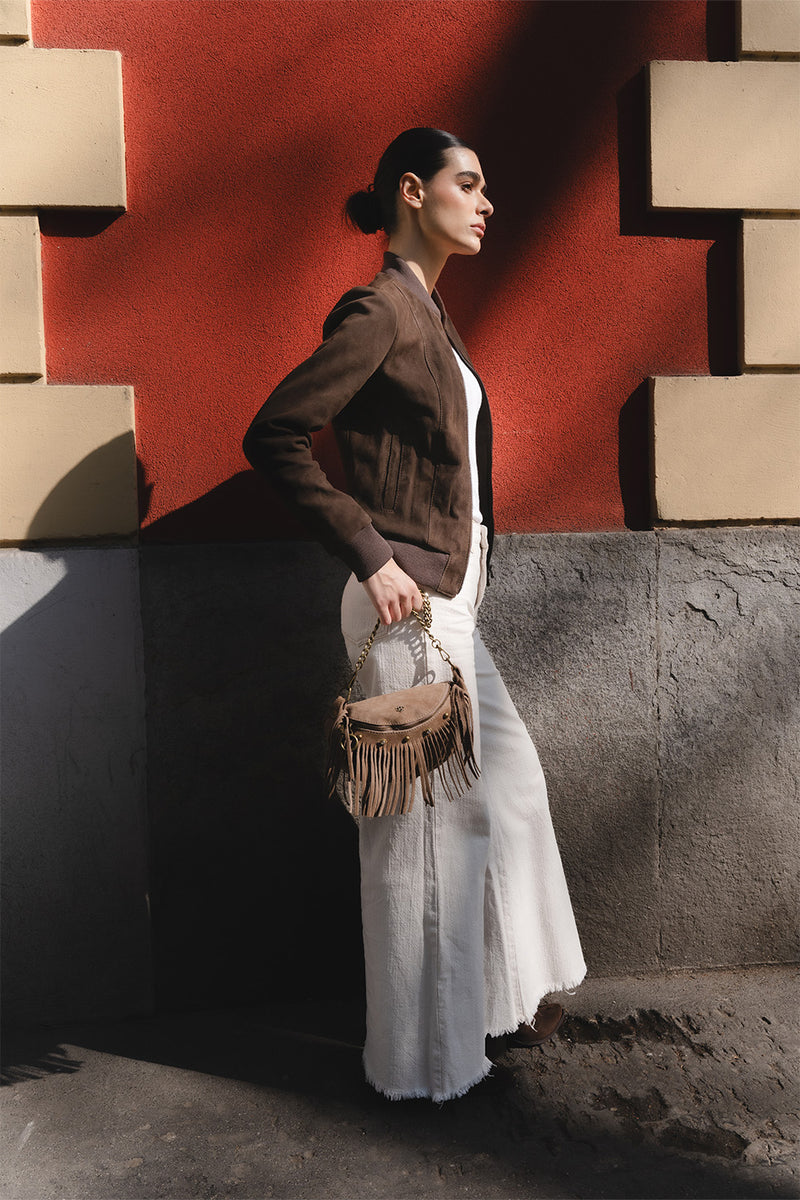 Bernsteinfarbenes Wildleder woman Barone firenze - 6