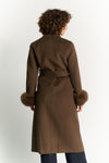 Cappotto Lungo Con Cintura e Manicotti Testa di Moro woman Barone firenze - 4