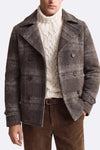 Cappotto Doppio Petto Uomo Misto Lana Scozzese Grigio man Barone firenze - 2