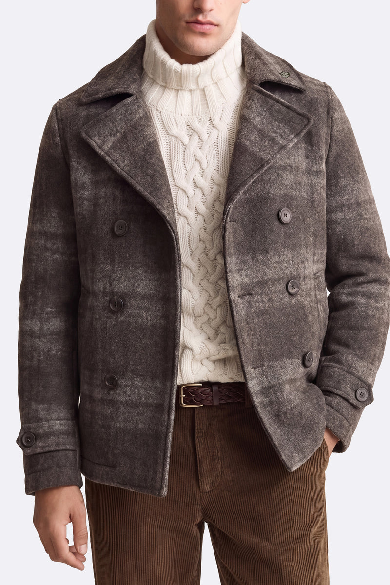 Cappotto Doppio Petto Uomo Misto Lana Scozzese Grigio man Barone firenze - 2